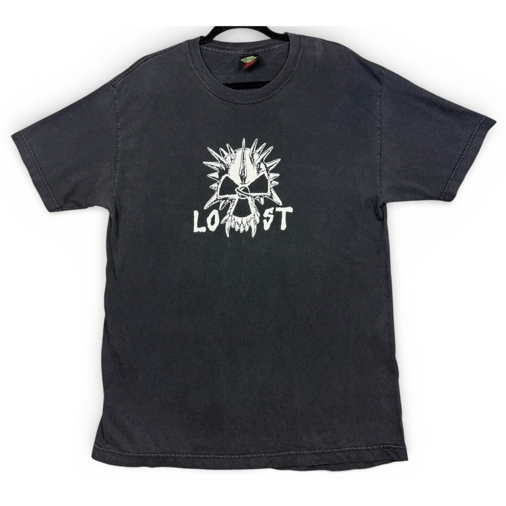 Vintage Y2K LOST Enterprises Shirt Mens L Black Skull Skate Surf Streetwear